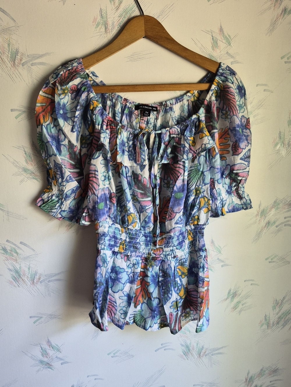 Zac & Rachel Petite Short Sleeve Floral Print Top PM
